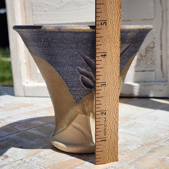 Studio Art Pottery Vase Hand Thrown Stoneware Drip Glaze Nature Inspired Earthen - Picture 4 of 9